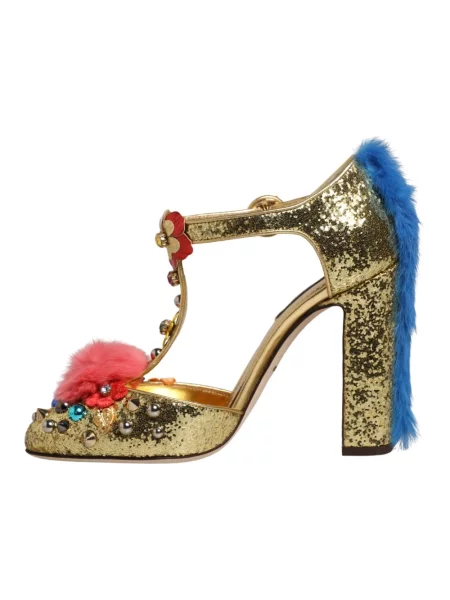 Czółenka Dolce And Gabbana skórzana na ramiączkach