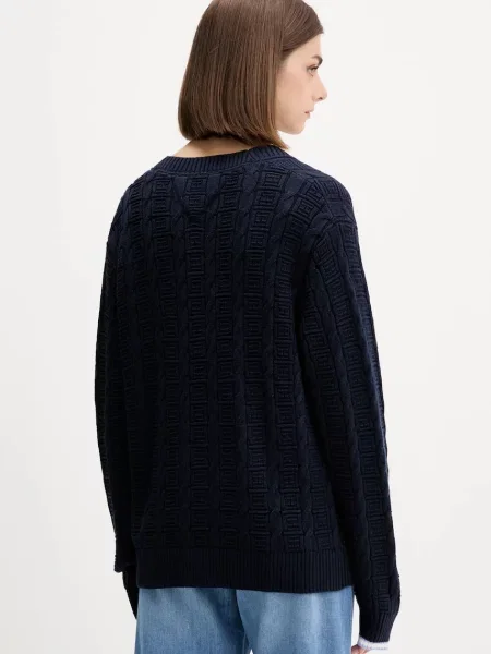 Tommy Jeans Cardigan Cable Bleumarin alb