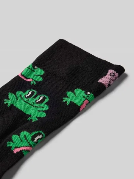 Skarpetki Happy Socks Żaba jasnozielone czarne
