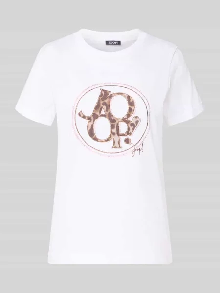 T-shirt z obszyciem z kamieni stras Joop! biała