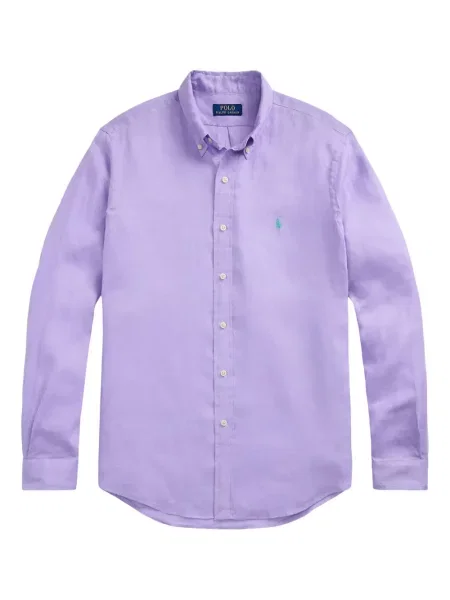 Tricou Polo Ralph Lauren din piele cu broderie în carouri maro