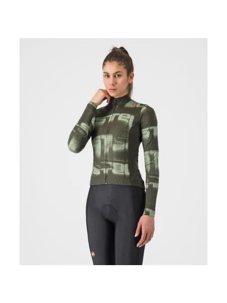 Koszulka rowerowa Castelli Blur Thermal z długim rękawem ciemnozielona S zielona