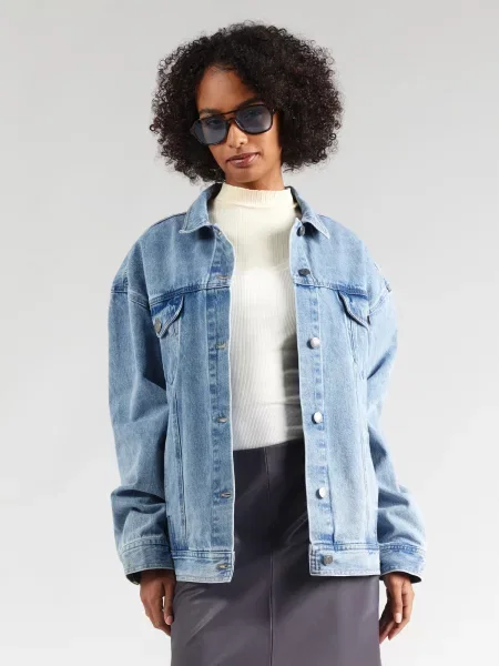 Karo Kauer Geacă de primăvară-toamnă denim albastru