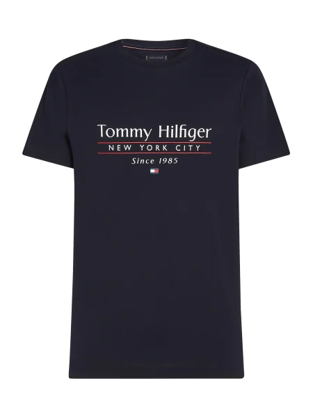 Tommy Hilfiger Tricou Center Stack Bleumarin alb