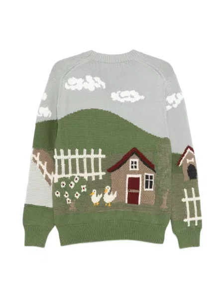 Dzianinowy sweter Junya Watanabe z nadrukiem