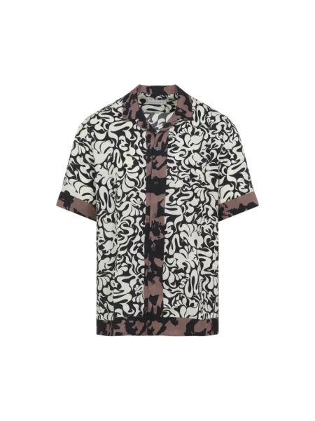 Koszula z krótkim rękawem Dries Van Noten z nadrukiem czarna