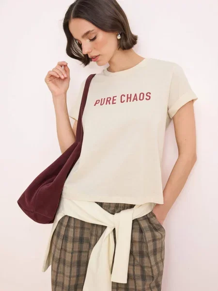 Trendyol Tricou / roșu cireș bej