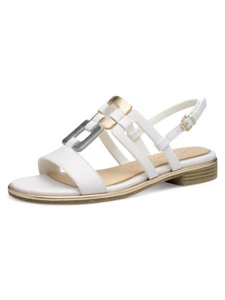MARCO TOZZI Páskové sandály zlatá / stříbrná bílá