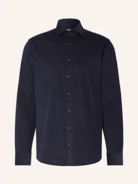 Seidensticker Koszula Z Sztruksu O Kroju Regular Fit blau granatowa