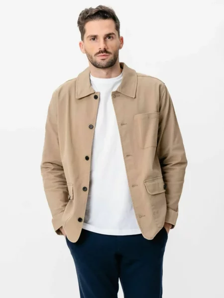 Cămașă Teeshoppen din țesătură twill bej
