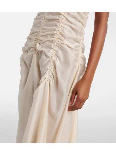 Rochie maxi Khaite din satin cu volane alb