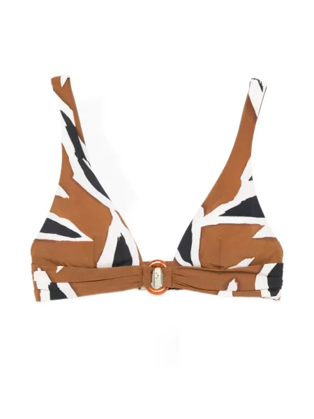 Top Maryan Mehlhorn z nadrukiem w abstrakcyjne wzory na sprzączkę brązowy