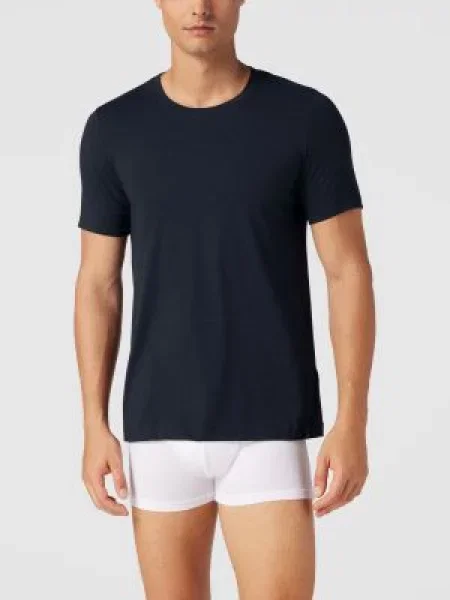 T-shirt z detalem z logo Schiesser czarna