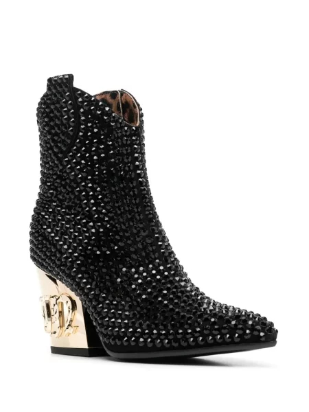 Iš natūralios odos auliniai batai Philipp Plein juoda