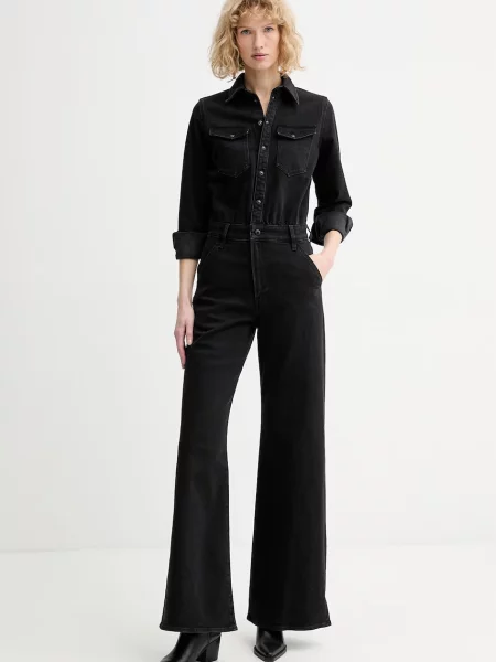 G-Star salopeta jeans Western Wide Leg negru