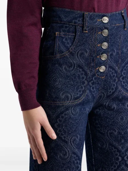 Blugi Etro cu model paisley din jacard albastru