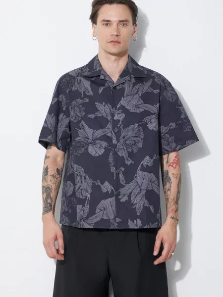 Сорочка Neil Barrett Boxy Bold Flowers Print Short Sleeve Shirt regular сірий