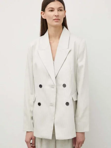 Bruuns Bazaar sacou PinBBTonya blazer cu doua randuri de modelator gri