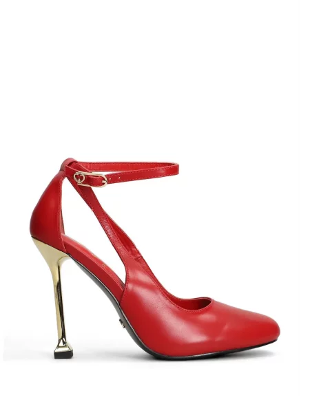 Sandale Gold & Rouge cu bretele roșu