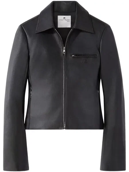 Kurtka skórzana Courreges czarna