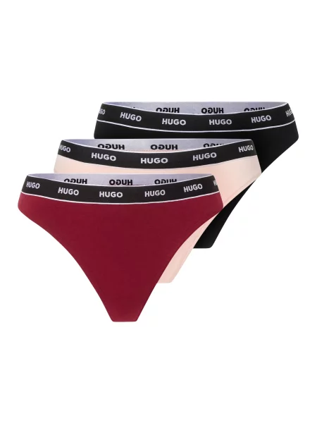 HUGO Tanga roz pastel / roșu bordeaux / negru alb