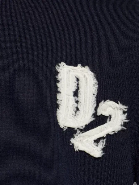 Pulover Dsquared2 de lână cu autograf albastru