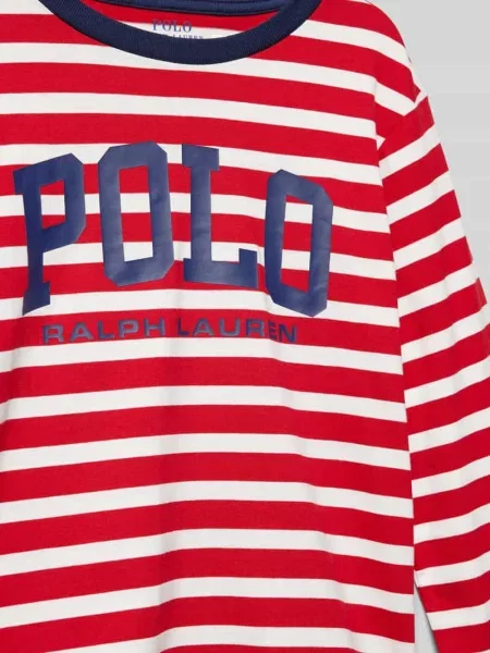 Bluzka z długim rękawem i nadrukiem z logo Polo Ralph Lauren Teens czerwona