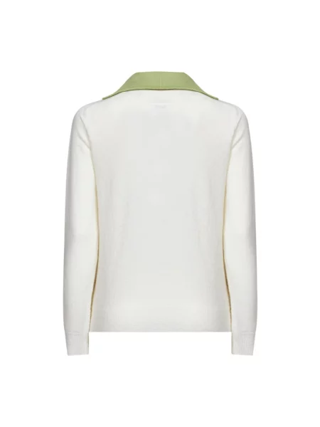 Sweter Mm6 Maison Margiela z dekoltem w serek biały
