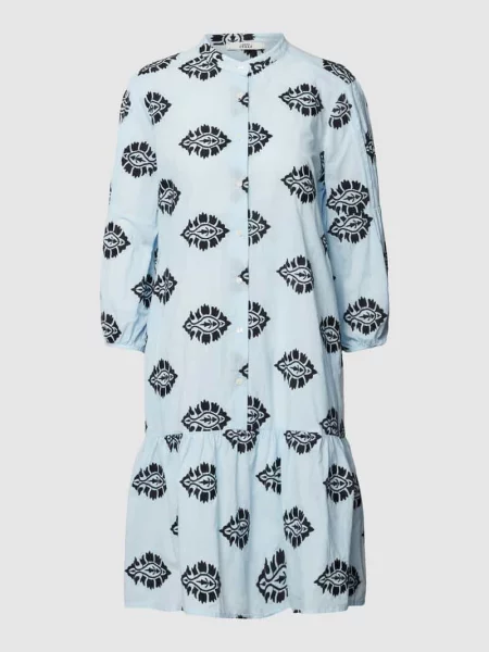 Sukienka koszulowa ze stójką model ‘Mila’ 0039 Italy błękitna