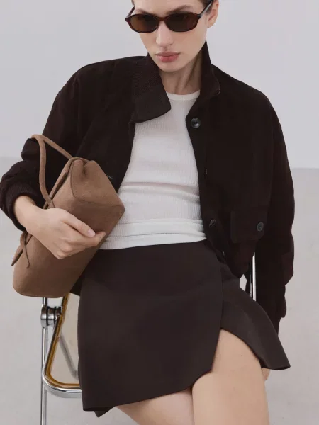 Спідниця-шорти MANGO темно-коричневий поліестер/віскоза коричнева