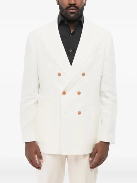 Geacă Brunello Cucinelli cu două rânduri de nasturi alb