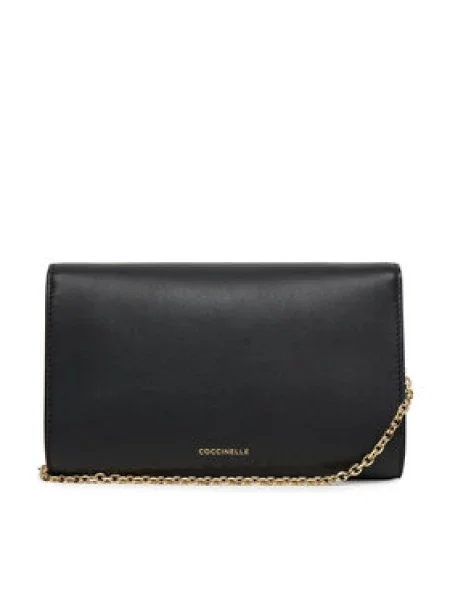 Coccinelle crossbody torbica usnjena NIKLA SMOOTH črna