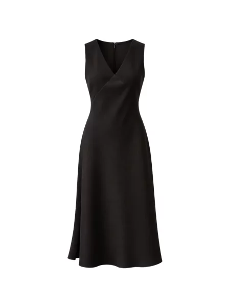 Rochie midi Calvin Klein cu decolteu în V din crep negru