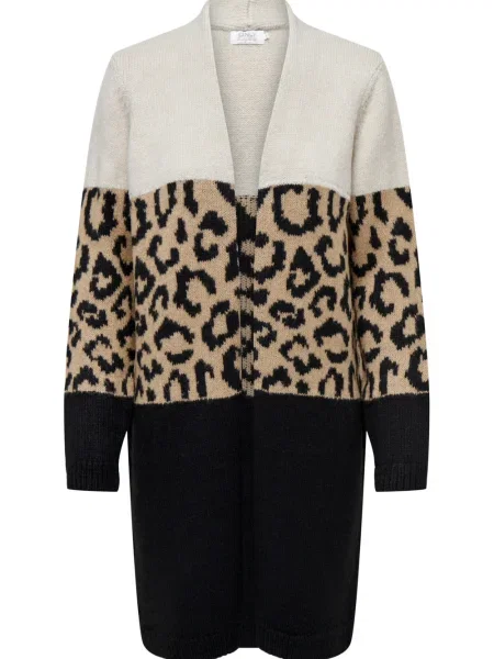 Kardigan Only w panterkę z nadrukiem czarny