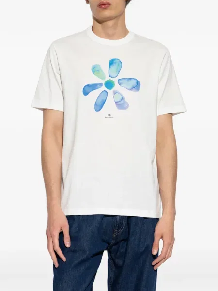 Tricou Ps Paul Smith cu model floral cu imagine alb