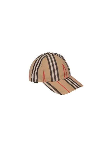 Czapka z daszkiem Burberry w paski beżowa