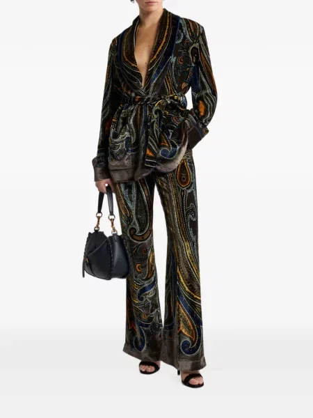 Βελούδινο παντελόνι Etro paisley γκρι