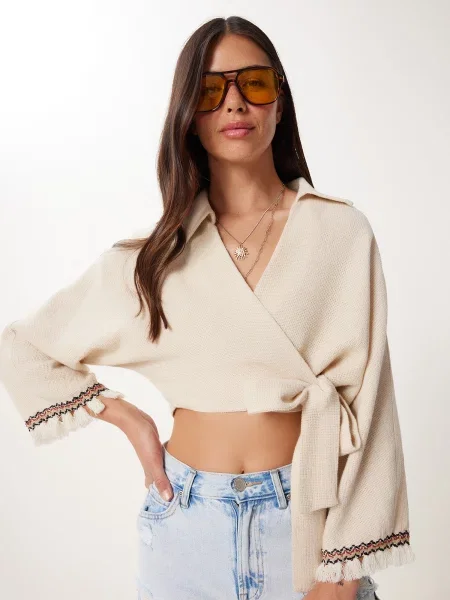 Happiness İstanbul Bluză crem / roșu negru