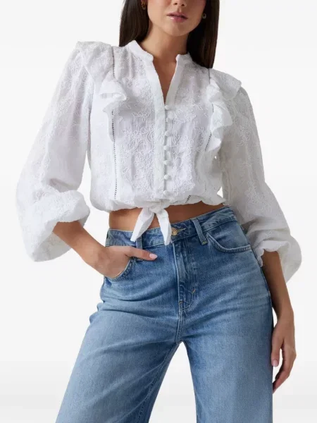 Top Guess cu broderie albastru