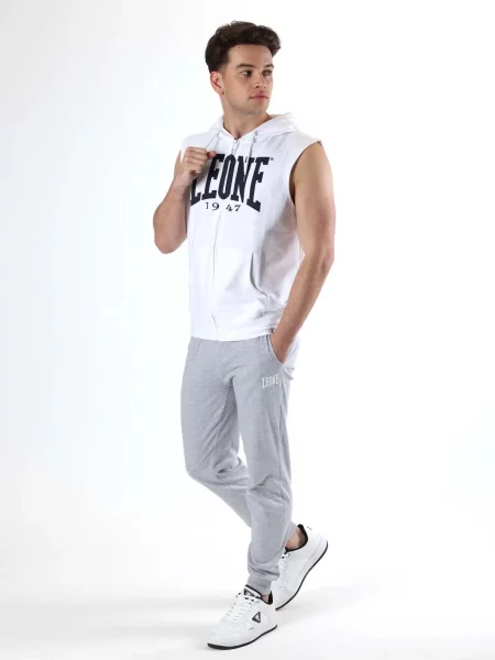Leone Basic bluza z kapturem i bez rękawów zapinana na biała