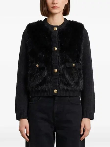 Vlněný kardigan Moncler černý