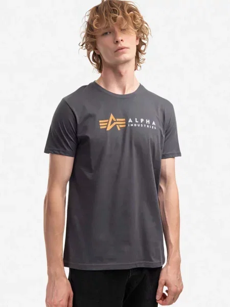 T-shirt z nadrukiem z logo Alpha Industries szara