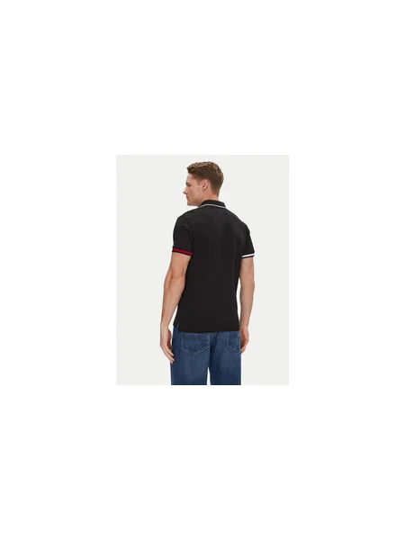 Tommy Hilfiger Pólóing Flag Cuff Slim Fit fekete