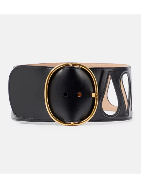 Pasek Alaã¯a skórzany czarny