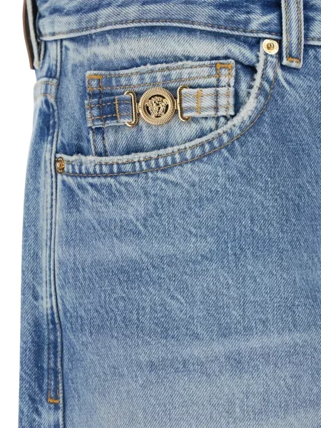 Široké džíny Versace s přezkou modré