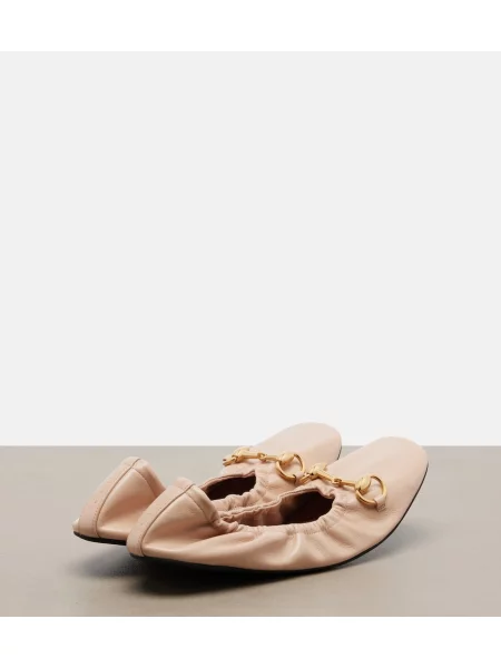Balerini Gucci din piele roz