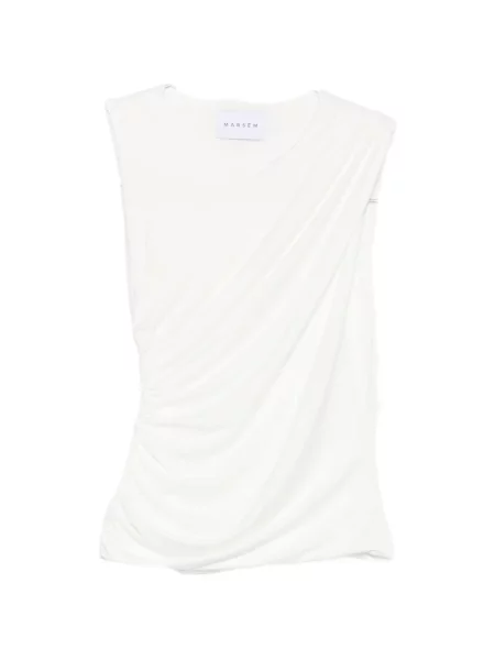 Top Marsem z falbankami drapowany biały