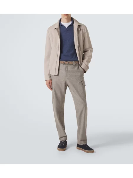 Tricou polo Brunello Cucinelli din cașmir albastru