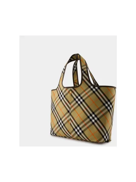 Wielobarwność shopperka Burberry płócienna w kratkę beżowa