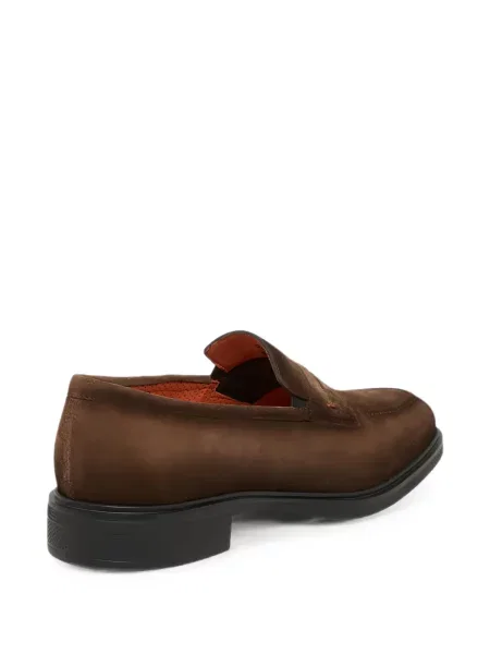 Pantofi loafer Santoni din piele de căprioară maro